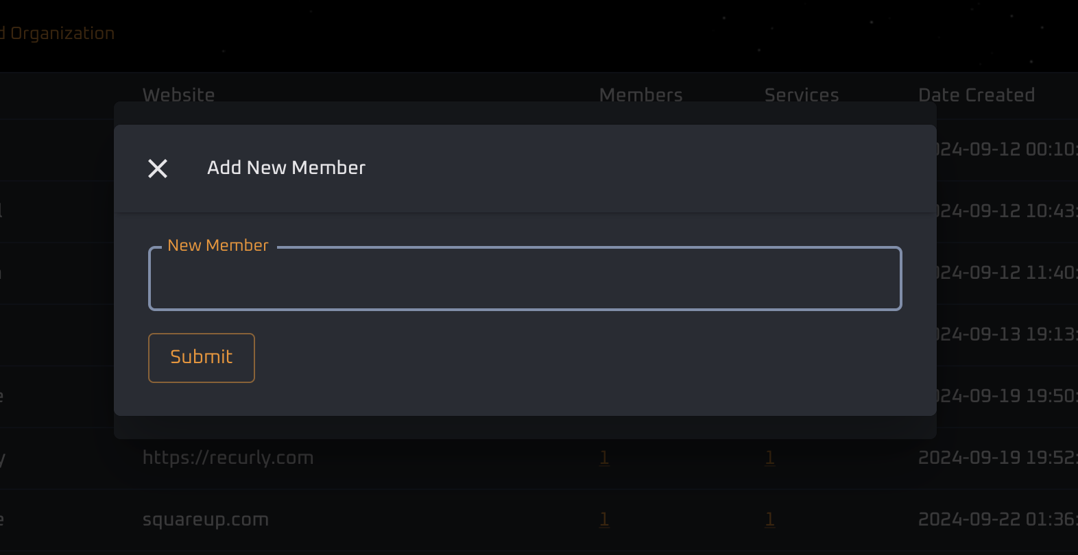 "Member popup"